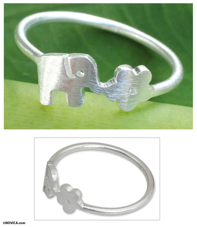 Sterling silver  ring, 'Elephant Rose' - Fair Trade Thai jewellery Sterling Silver Ring