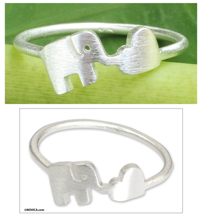 Sterling silver ring, 'Elephant Heart' - Fair Trade Thai jewellery Sterling Silver Ring