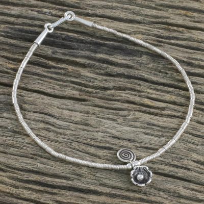 Silver anklet, 'Hill Tribe Mystique' - Beaded Silver 950 Thai Hill Tribe Anklet