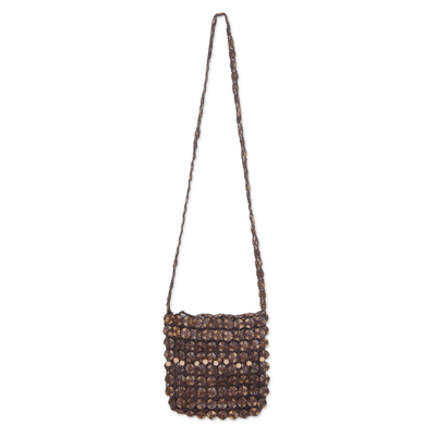 Coconut shell shoulder bag, 'Eco Buttons' - Coconut Shell Shoulder Bag Thailand