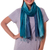 Pin tuck scarf, 'Aqua Turquoise Transition' - Hand Dyed Pin Tuck Silk Scarf (image 2a) thumbail