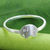 Sterling silver band ring, 'Twinkling Elephant' - Brushed Satin Sterling Silver Ring with Cubic Zirconia