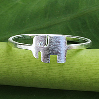 Sterling silver band ring, 'Loyal Elephant' - Thai Artisan Jewelry Sterling Silver Ring