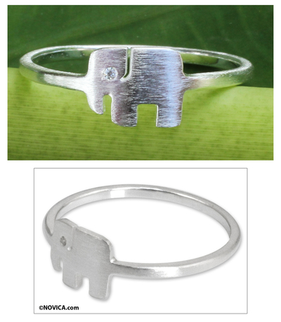 Sterling silver band ring, 'Loyal Elephant' - Thai Artisan Jewelry Sterling Silver Ring