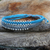 Braided wristband bracelet, 'Blue-Gray Urban Siam' - Artisan Braided Bracelet with Silver Plated Beads thumbail
