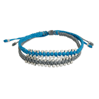 Artisan Braided Bracelet with Silver Plated Beads