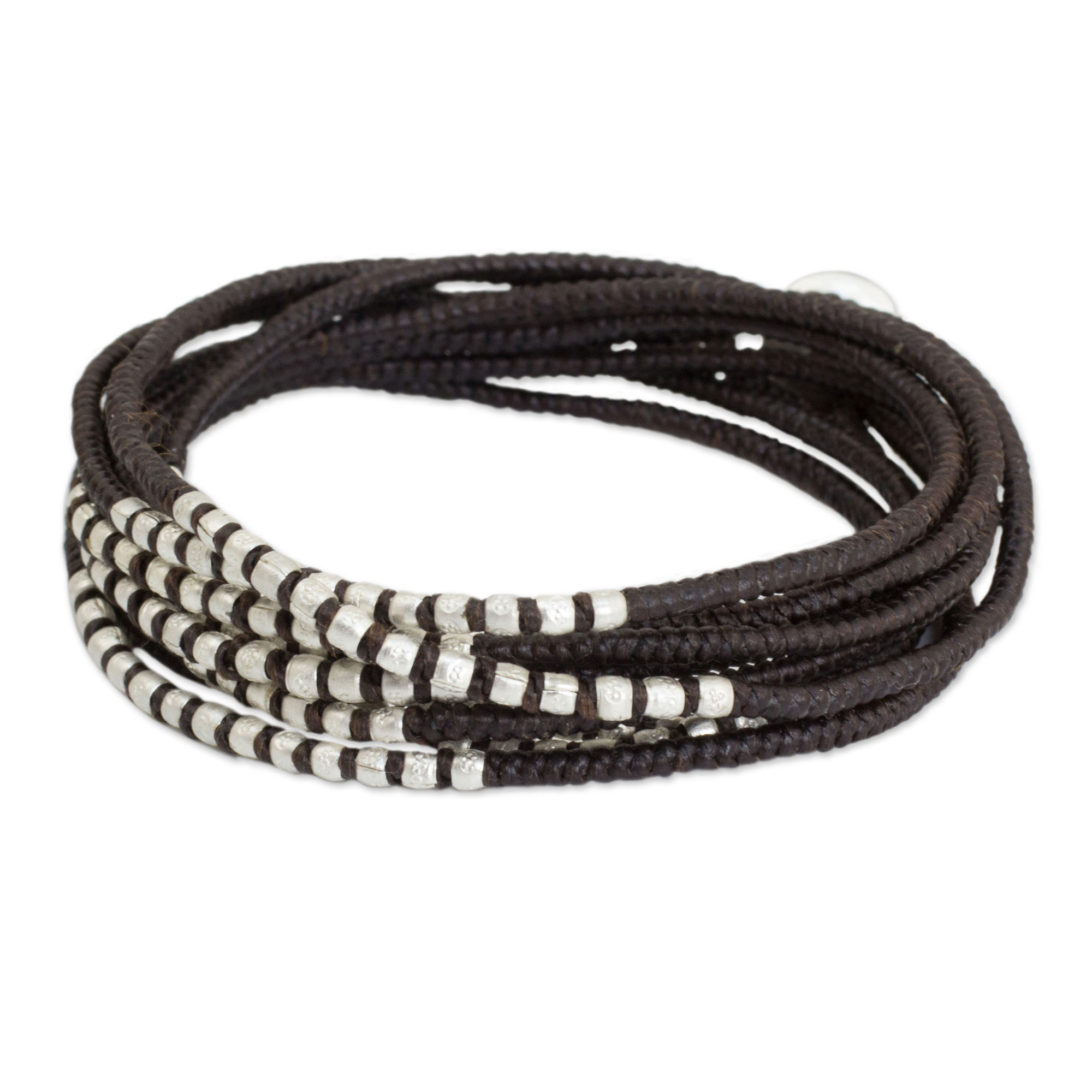 Braided Wrap Bracelet, 'Karen Brown Chic
