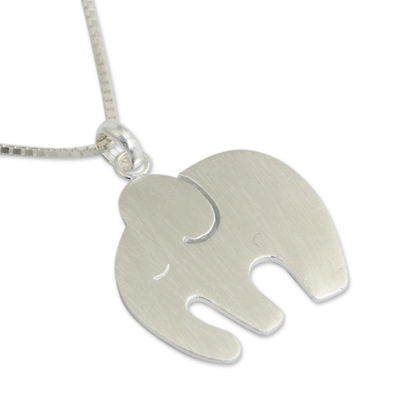 Sterling silver pendant necklace, 'Kind Elephant' - Thai Artisan Sterling Silver Necklace Jewelry