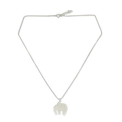Sterling silver pendant necklace, 'Kind Elephant' - Thai Artisan Sterling Silver Necklace Jewelry