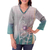 Cotton batik tunic, 'Purple Bird' - Cotton Batik Bird Print Blouse thumbail