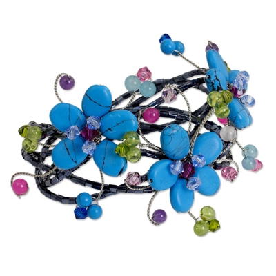 Floral Cuff Bracelet Artisan Crafted Beaded Jewelry