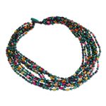 Wood torsade necklace, 'Siam Belle' - Colorful Beaded Necklace Hand Knotted Jewelry