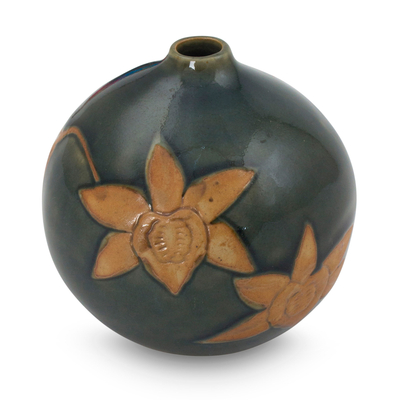 Artisan Crafted Watertight Ceramic Vase from Thailand