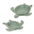 Celadon ceramic bowls, 'Aqua Thai Turtles' (pair) - Handcrafted Celadon Ceramic Bowls from Thailand (pair) (image 2a) thumbail