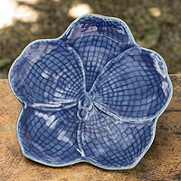 Celadon plate, Blue Vanda