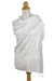 Rayon and silk blend shawl, 'Mandarin Snow' - White Floral Brocade Shawl thumbail