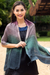 Silk scarf, 'Teal Evolution' - Teal and Rose Tie Dye Silk Scarf thumbail