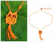 Cotton macrame pendant necklace, 'Orange Owl' - Orange Cotton Macrame Owl Necklace thumbail