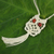 Cotton macrame pendant necklace, 'White Owl' - Handcrafted Thai Macrame Bird necklace thumbail