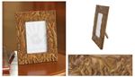 Teak photo frame, 'Never Forget' (4x6) - Hand Crafted 4x6 Teak Wood Photo Frame with Elephants