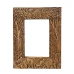 Teak photo frame, 'Never Forget' (4x6) - Hand Crafted 4x6 Teak Wood Photo Frame with Elephants