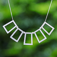 Sterling silver pendant necklace, 'Simply Unique' - Fair Trade Thai Jewellery Sterling Silver Necklace