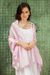 Rayon and silk blend shawl, 'Mandarin Pink' - Pink Floral Damask Shawl thumbail