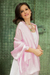 Rayon and silk blend shawl, 'Mandarin Pink' - Pink Floral Damask Shawl (image 2b) thumbail