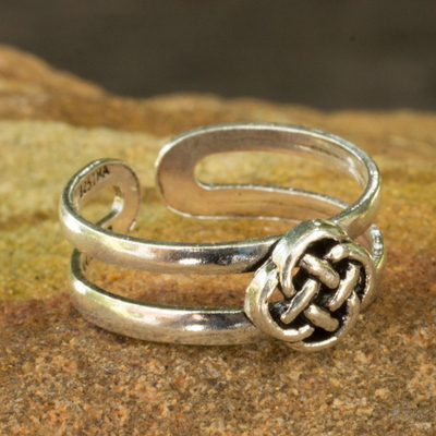 Sterling silver toe ring, 'Mandarin Walk' - Lucky Knot Toe Ring Sterling Silver Artisan Jewelry