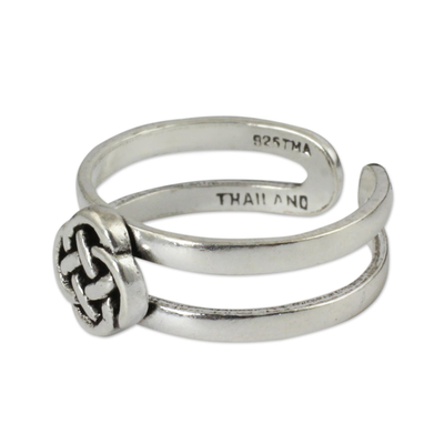 Sterling silver toe ring, 'Mandarin Walk' - Lucky Knot Toe Ring Sterling Silver Artisan Jewelry