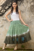 Cotton batik skirt, 'Green Boho Chic' - Long Cotton Batik and Crochet Skirt from Thailand thumbail