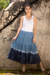 Cotton batik skirt, 'Blue Boho Chic' - Long Cotton Batik and Crochet Skirt from Thailand thumbail