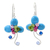 Beaded floral earrings, 'Glistening Clover' - Multi-gemstone Blue Earrings Thai Artisan Jewelry (image 2a) thumbail