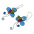 Beaded floral earrings, 'Glistening Clover' - Multi-gemstone Blue Earrings Thai Artisan Jewelry (image 2b) thumbail