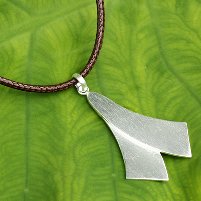 Men's sterling silver pendant necklace, 'Crossing Swords' - Fair Trade Sterling Silver Necklace for Men Jewelry