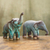 Ceramic figurines, 'Thai Greetings' (pair) - Artisan Crafted Ceramic Figurines Blue Elephants (pair) thumbail