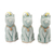 Celadon ceramic ornaments, 'Light Blue Festive Cats' (set of 3) - Artisan Crafted Celadon Ceramic Ornaments (set of 3)