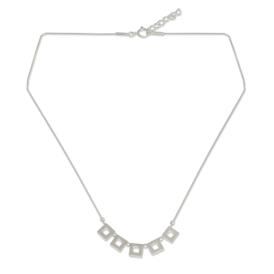 Sterling silver pendant necklace, 'Plane Geometry' - Necklace with Sterling Silver