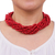 Wood torsade necklace, 'Bangkok Belle' - Red Torsade Necklace Wood Beaded Jewelry