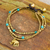 Brass beaded bracelet, 'Thai Elephant Charm' - Brass Bracelet Turquoise-color Gems Beaded Jewelry thumbail