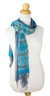 Silk scarves, 'Turquoise Polka Dots' (pair) - Women's Scarves Hand Spun Silk (pair) (image 2) thumbail