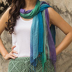 Fair Trade Hand Spun Silk Scarves (Pair), 'Blue Fantasy'