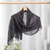 Silk blend scarf, 'Black Harmony' - Handwoven Rayon and Silk Scarf thumbail