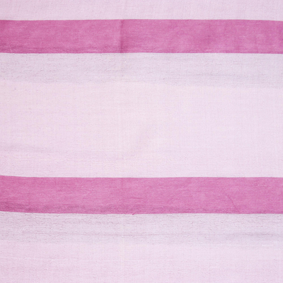 Silk and cotton scarf, 'Rose Harmony' - Handwoven Pink Cotton and Silk Scarf