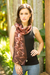 Silk scarf, 'Cocoa Mystique' - Fair Trade Silk Tie Dye Scarf from Thailand (image 2) thumbail