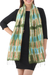 Silk scarf, 'Green Thai River' - Tie Dye Green and Blue Silk Scarf from Thailand