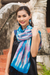 Silk scarf, 'Azure Thai River' - Blue and Pink Tie Dye Silk Scarf (image 2) thumbail