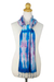 Silk scarf, 'Azure Thai River' - Blue and Pink Tie Dye Silk Scarf thumbail