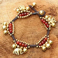 Carnelian charm bracelet, 'Fortune's Melody'