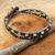 Brass braided bracelet, 'Aqua Boho Chic' - Brass Bracelet Turquoise-color Gems Braided Jewelry thumbail